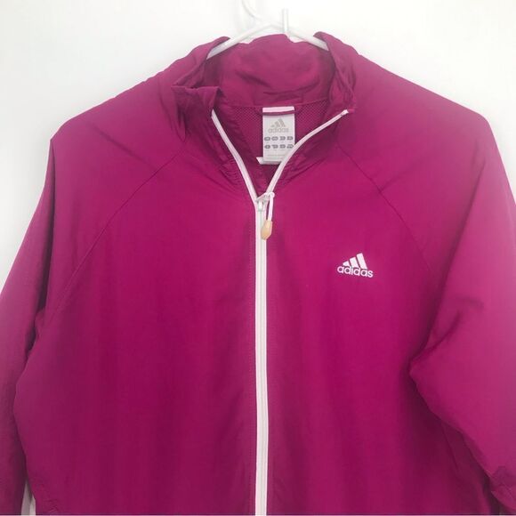 Adidas Magenta Pink White Stripe Vented Zip Up Track Jacket - Picture 4 of 15